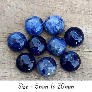 Natural Blue Sodalite Round Cabochon: Flat Back Gemstone For Jewelry Making image 5