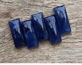 Natural Blue Sodalite Rectangle Shape Gemstone, Flat Back Sodalite, Calibrated Cabochon for Jewelry Making