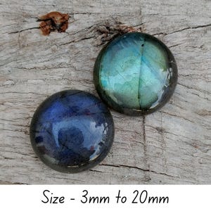 Natural Labradorite Cabochons – Round Flat Back Gemstones 3mm-20mm, Healing Crystal for Jewelry Making, Wholesale Stones