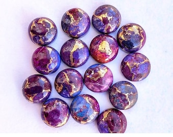 Purple Copper Turquoise Cabochons: Round Mohave Gemstones, 4mm-20mm