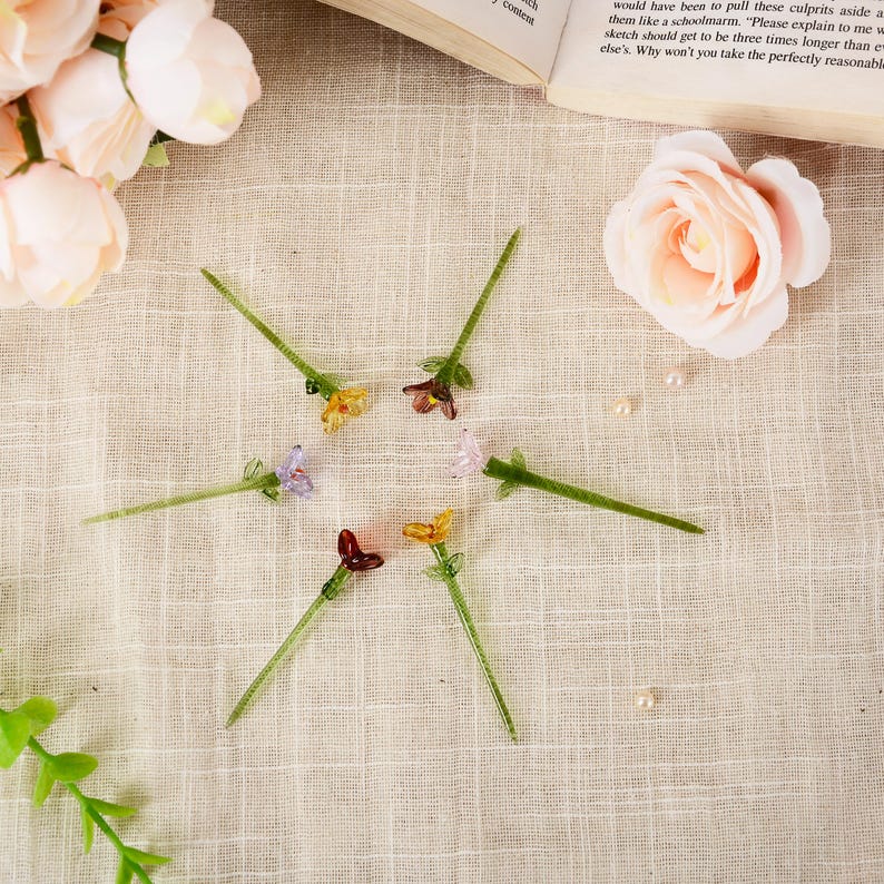 Fiore di vetro per il mese di nascita, mini bouquet di fiori di vetro, regalo di fiori per la nascita, regalo di compleanno, regalo personalizzato fatto a mano per mamma e amiche, decorazioni per la casa immagine 13