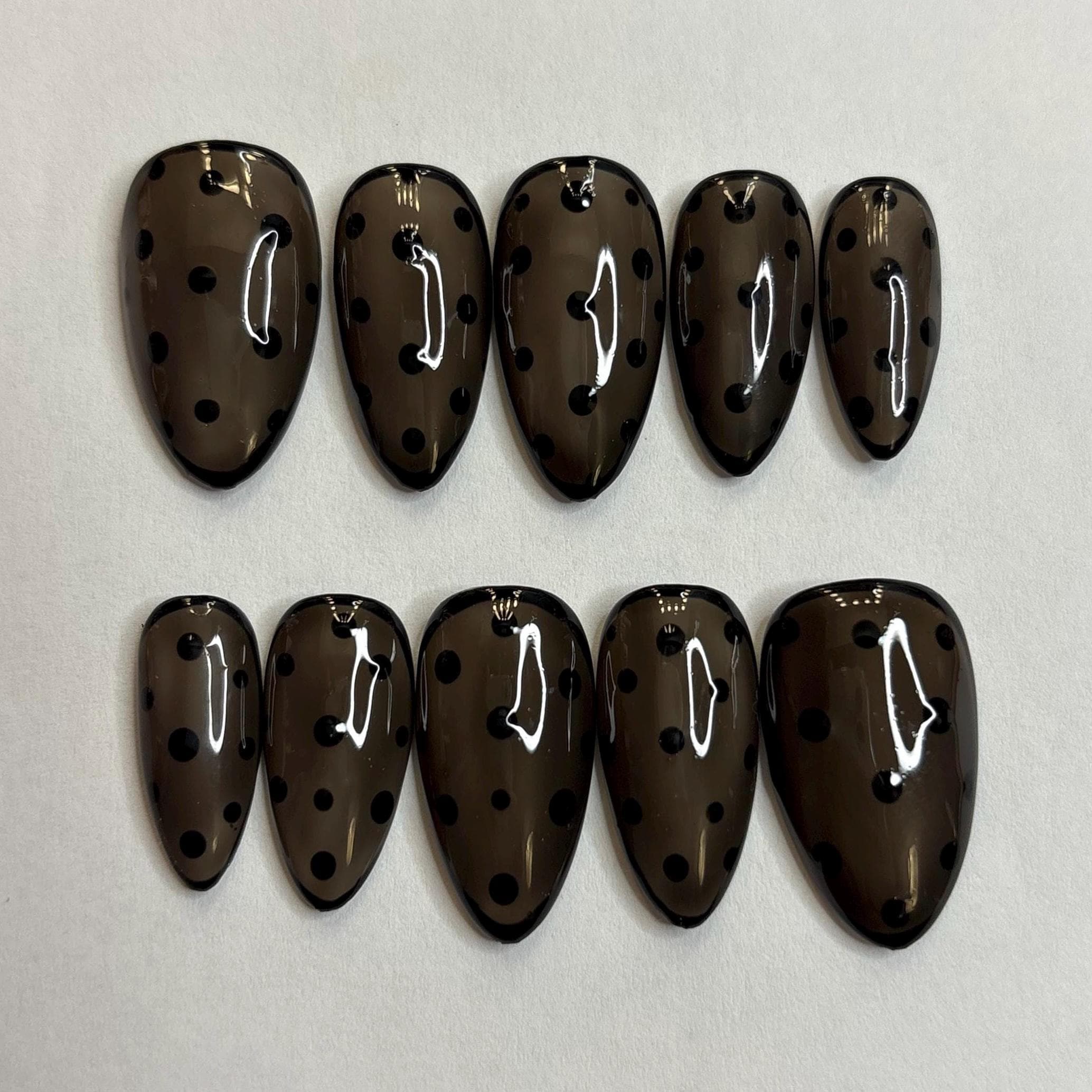 Polka Dot Press On Nails, Lace Nails, Gift Ideas, Holiday Press Ons, Lace Polka Dot Nails, Elegant Press On Nails, Classy Nails, Polka Dot