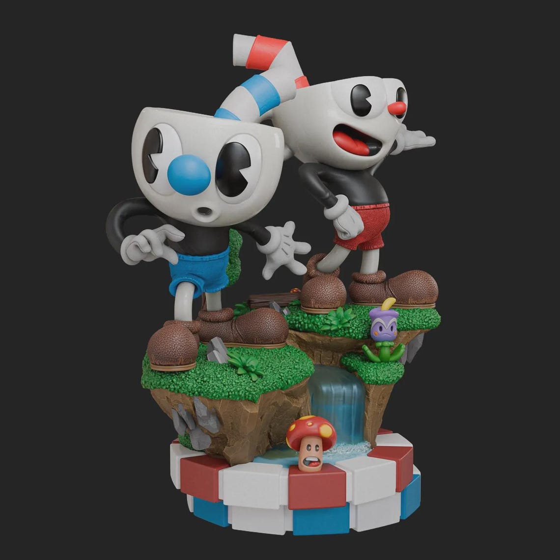 Hand Painted Cuphead & Mugman Resin Figure | Cuphead Game Statue ...