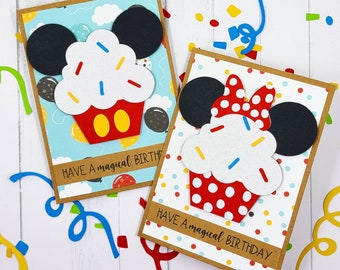 Mickey or Minnie Cupcake Birthday Card