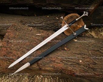 Lame brisée antique du roi, épée longue fantastique faite à la main, épée de guerrier reforgée avec poignée et fourreau ornés, cadeau de Noël