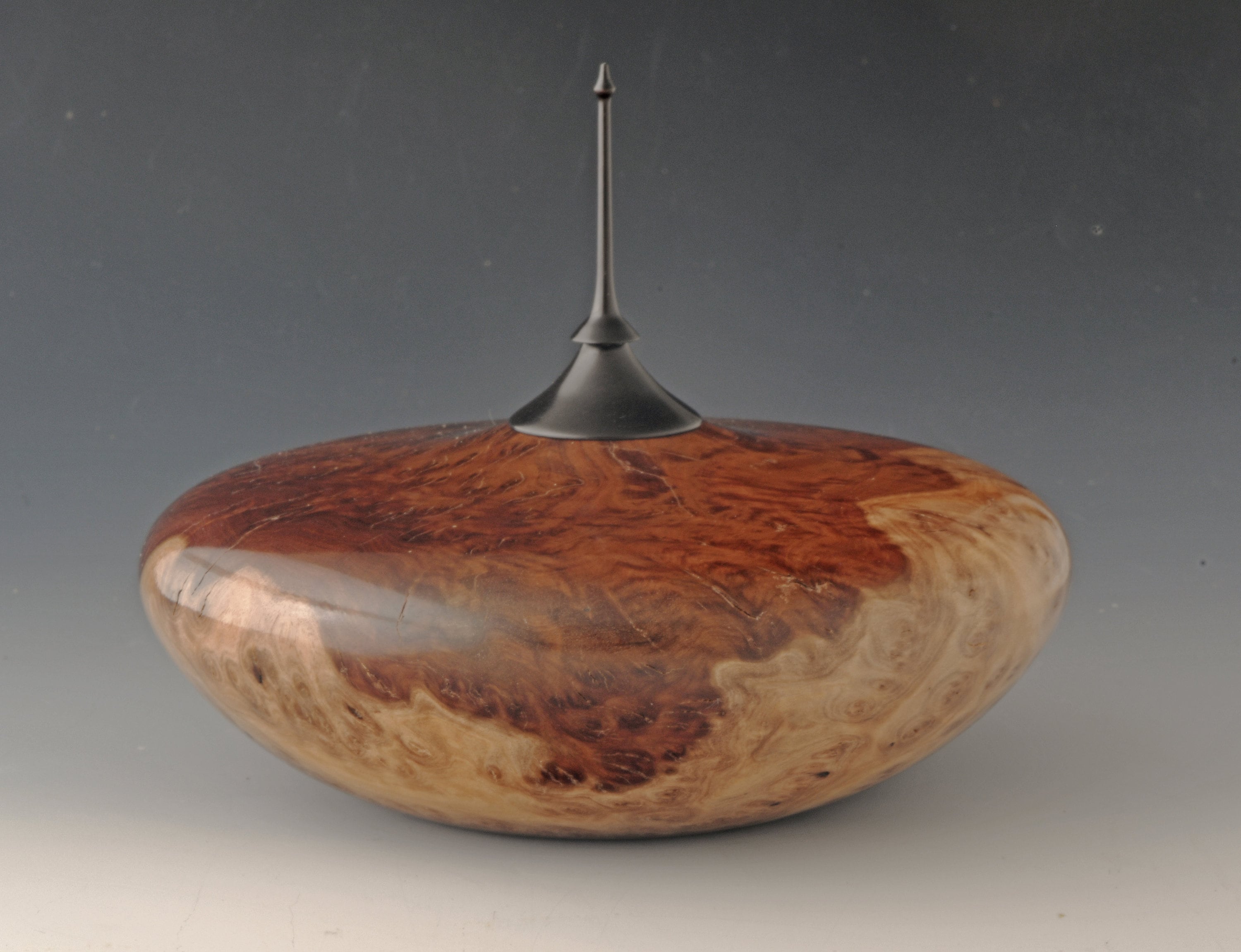 Red Mallee Hollow Form with African Blackwood Cap and Finial