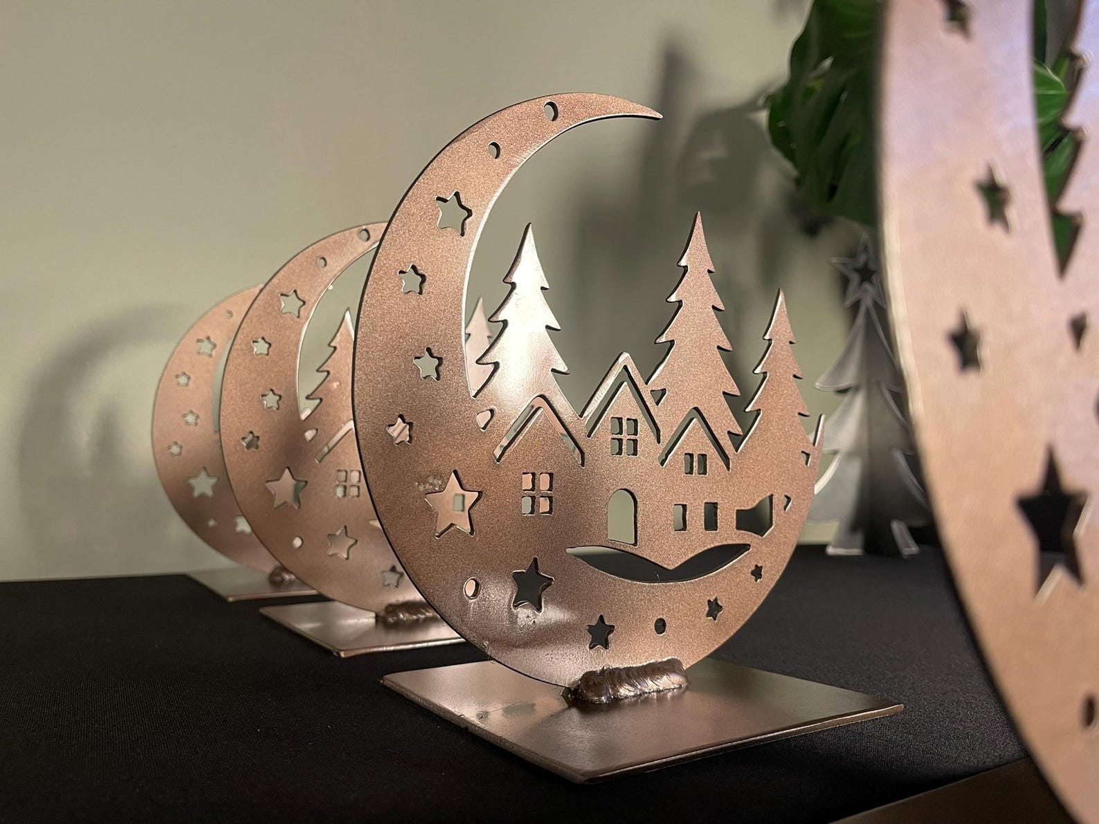 Winter Village Metal Candle Holder Moon & Stars Design Etsy