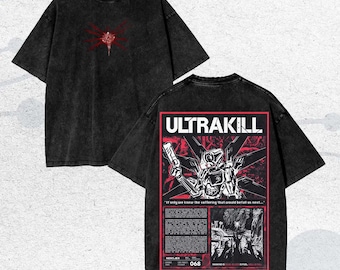 Vintage Shooter Game Washed Shirt, Edgy Dark Streetwear for Gamers