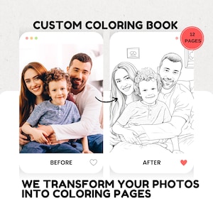 Personalized Coloring Book Pages, Custom Coloring Page, Party Activity Sheet, Photo To Coloring Page, Coloring Page Gift, Birthday Party