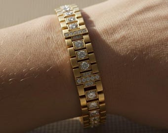 Diamond Tennis Bracelet in Gold, Luxury Link Bracelet, Elegant Statement Jewelry Gift for Her