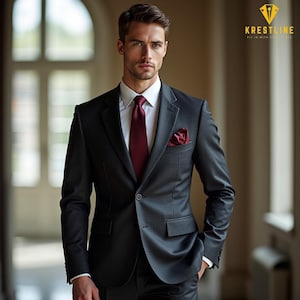 Men’s Charcoal Grey 2-Piece Suit | Custom Tailored for Weddings, Formal Events & Meetings | Ideal for Grooms, Celebrations and Gifting