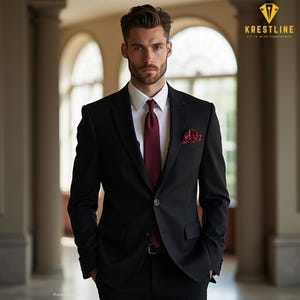 Men’s Black 2-Piece Suit | Custom Tailored for Weddings, Formal Events & Meetings | Ideal for Grooms, Celebrations and Gifting