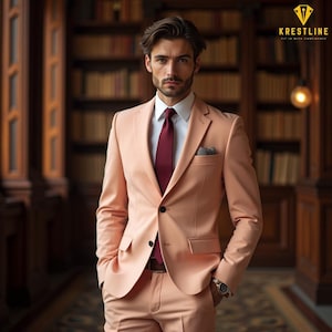 Men’s Natural Peach 2-Piece Suit | Custom Tailored for Weddings, Formal Events & Meetings | Ideal for Grooms, Celebrations and Gifting