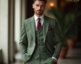 Sage Green 3-Piece Suit: Custom Tailored Wedding Suit