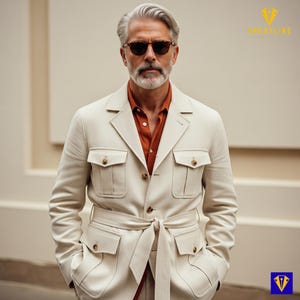 Men’s Vintage Off White Safari Suit | African Explorer Jacket & Trousers Set | Oversized Cargo Travel Wear | Adventure Outfit for Him