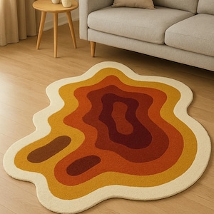 Abstract Irregular Area Rug Retro Earth Tone Accent Carpet