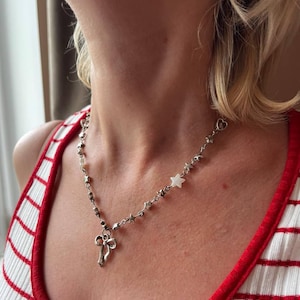 Pearl Heart Choker: Pink Gem Pendant, Angelcore Fairycore Necklace