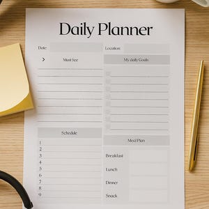 Minimalist Daily Planner Printable | Aesthetic To-Do List PDF | Daily Schedule | Productivity Organizer | Instant Download