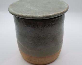 Handmade Sage Green Ceramic Butter Crock | French Butter Keeper