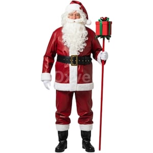Genuine Leather Santa Suit: Professional Grade Christmas Costume