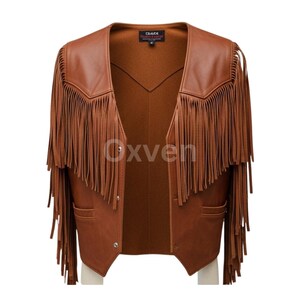 Echte braune Lederfransenjacke im Western-Cowboy-Stil