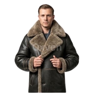 Handmade Shearling Overcoat: Full Length Sheepskin Trench Coat
