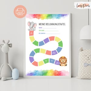 Reward chart for children with animals, PDF to print, reward system, reinforcement plan, motivation to brush teeth, tidy up, Montessori