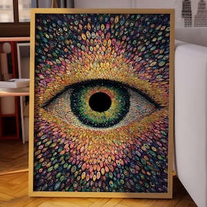 Colorful Eye Wall Art, Abstract Vision Poster, Psychedelic Eye Print, Surreal Optical Decor, Vibrant Wall Artwork, Eyeball Art Print
