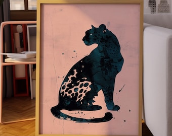 Black Panther-muurkunst: abstracte olieverfschilderij