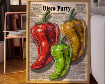 Pepper Wall Art :  Funky  Print, Retro  Kitchen Decor (Digital Download)