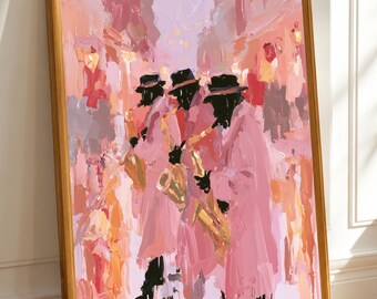 Pink Jazz Wall Art, Saxophone Printable, New Orleans Decor, Music Lover Print (DIGITAL DOWNLOAD)