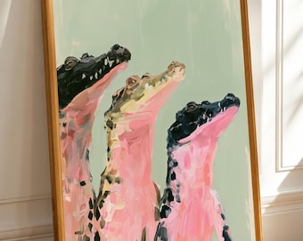 Alligator Wall Art, Crocodile Print, Colorful Animal Decor, Eclectic Maximalist Art (DIGITAL DOWNLOAD)