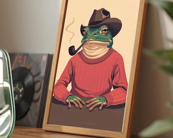 Frog  Wall Art Print  :  Whimsical Animal Illustration Poster