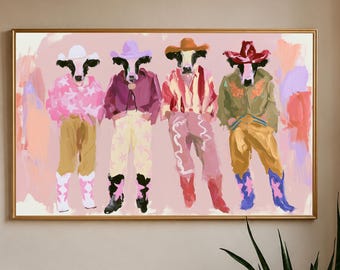 Cow Wall Art, Western Animal Poster, Cowboy Fashion Print, Ranch Gallery Decor