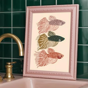 Betta Fisch-Wandkunst: Naive Wassertier-Illustrations-weiche Farbdekor