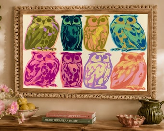 Owl Wall Art, Bird Poster, Folk Animal Print, Gallery Wall Decor