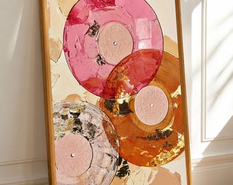 Retro Record Art, Pink Vinyl Printable, Music Lover Decor, Eclectic Wall Print (DIGITAL DOWNLOAD)