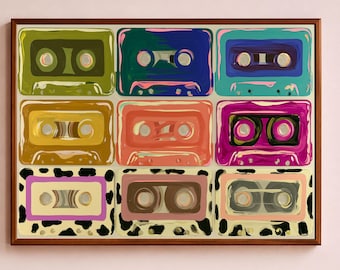Cassette Tape Wall Art, Retro Music Poster, Vintage Audio Print, Gallery Decor