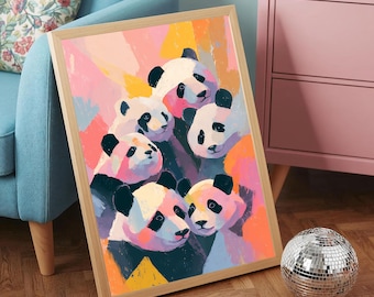 Arte de pared de panda: Estampado abstracto de animales para una decoración moderna y divertida del hogar