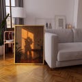 Romantic Sunset Couple : Minimal Silhouette Wall Art, Warm Love Painting Print product logo