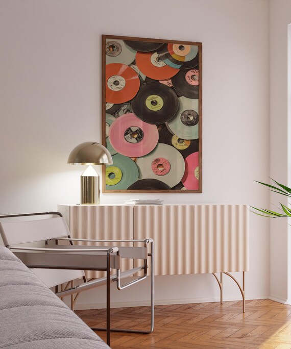 Vinyl Records Wall Art : 80's Music Print for Modern Home Decor - Etsy