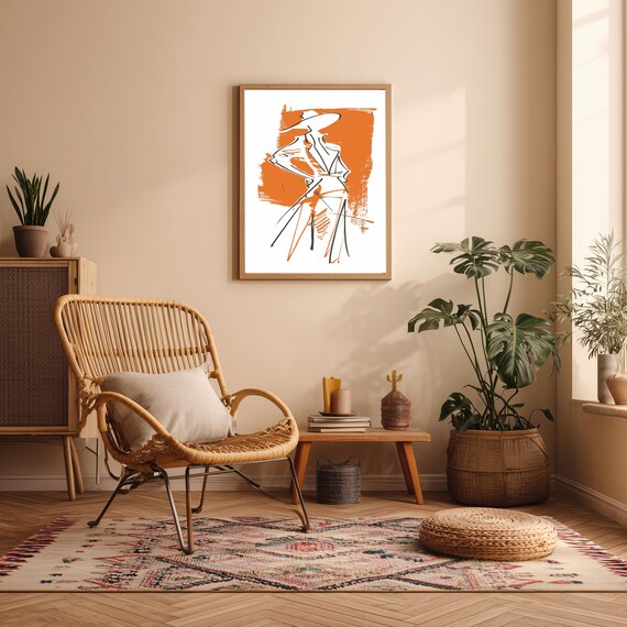 Arte de linha de moda minimalista: pôster de mulher abstrata