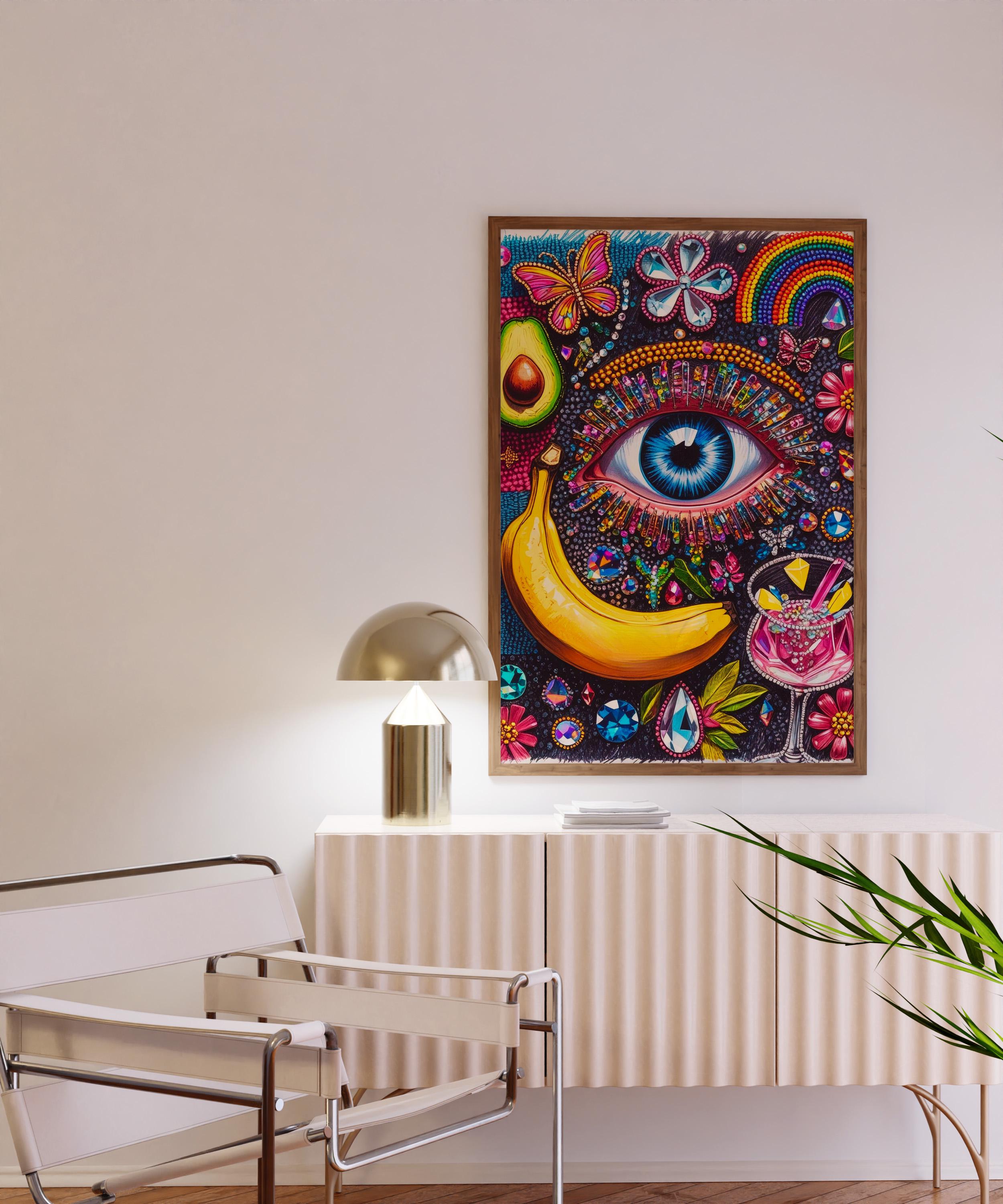 Psychedelic Eye Wall Art : Colorful Pop Art Print , Jewel