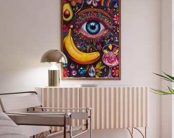 Psychedelic Eye Wall Art : Colorful Pop Art Print , Jewel