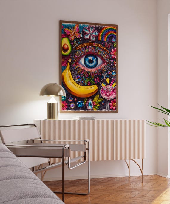 Psychedelic Eye Wall Art : Colorful Pop Art Print , Jewel