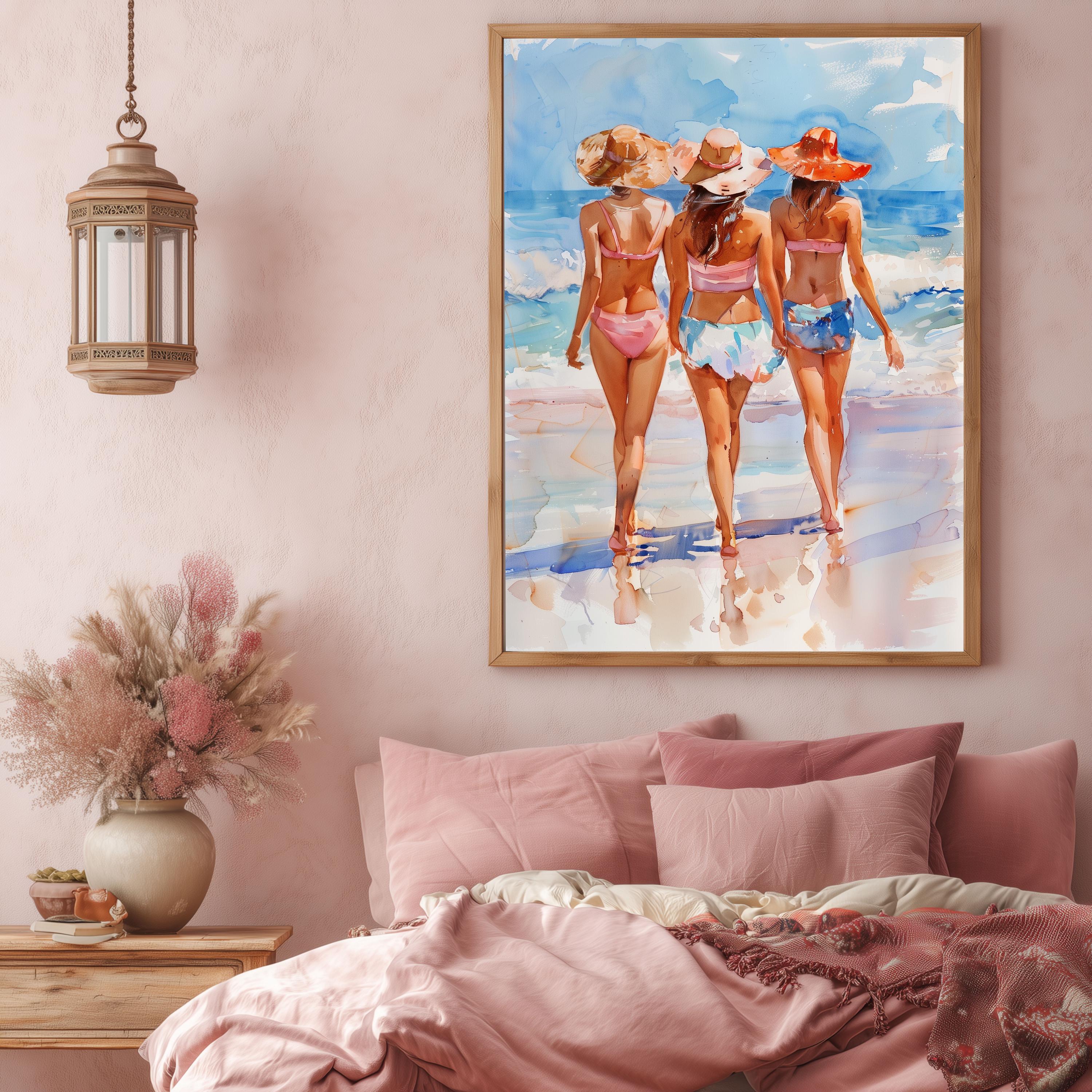 Beach Girls Wall Art, Summer Coastal Print, Ocean Seaside Poster