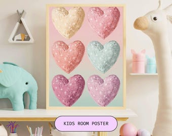 Heart   Wall Art : Whimsical Love Print, Romantic Pastel Decor