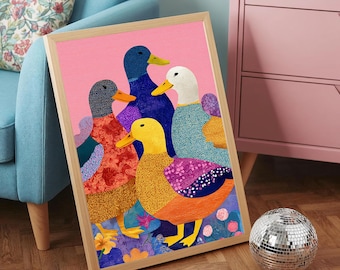 Colorful Ducks Art Print: Whimsical Nursery Decor (Digital Download)