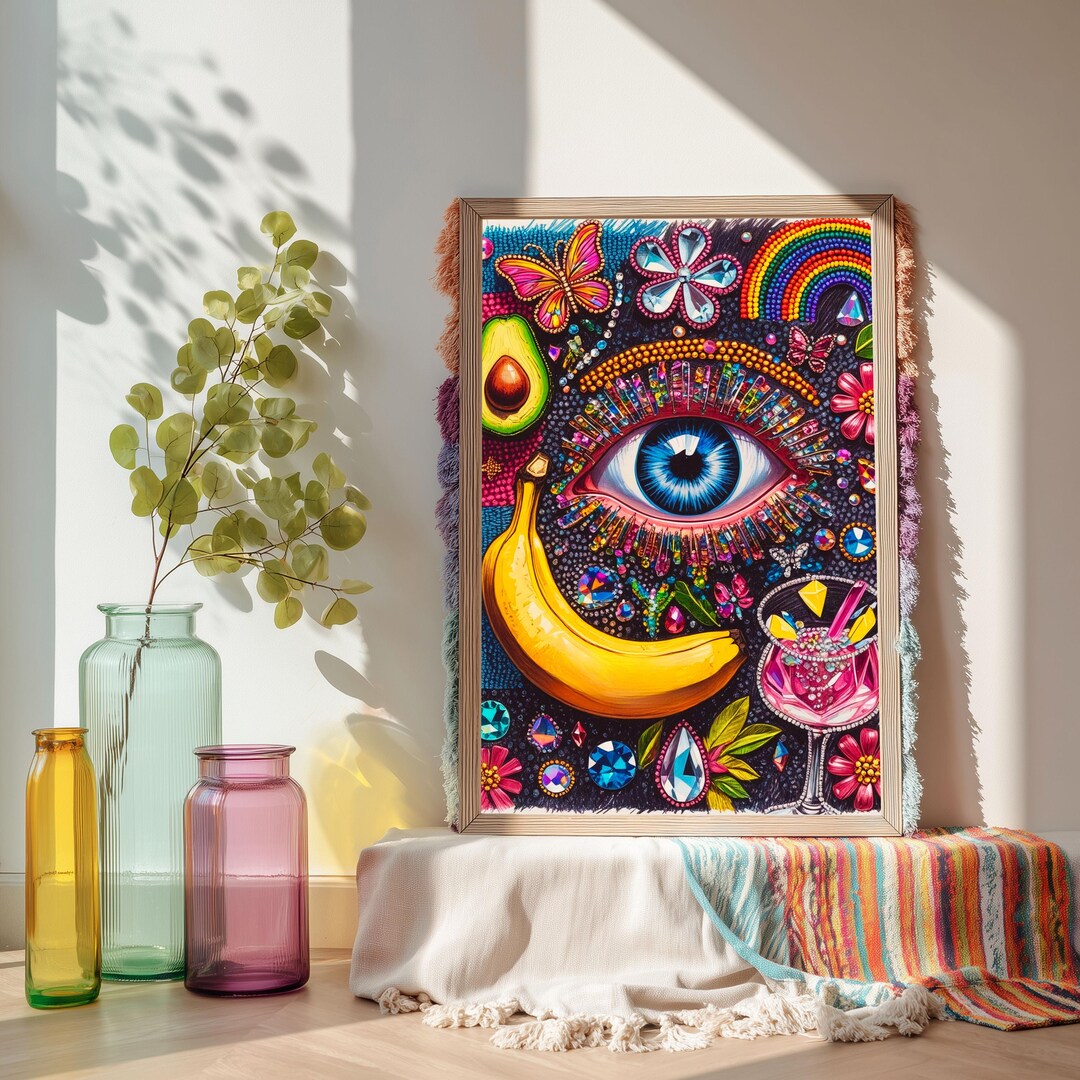 Psychedelic Eye Wall Art : Colorful Pop Art Print , Jewel