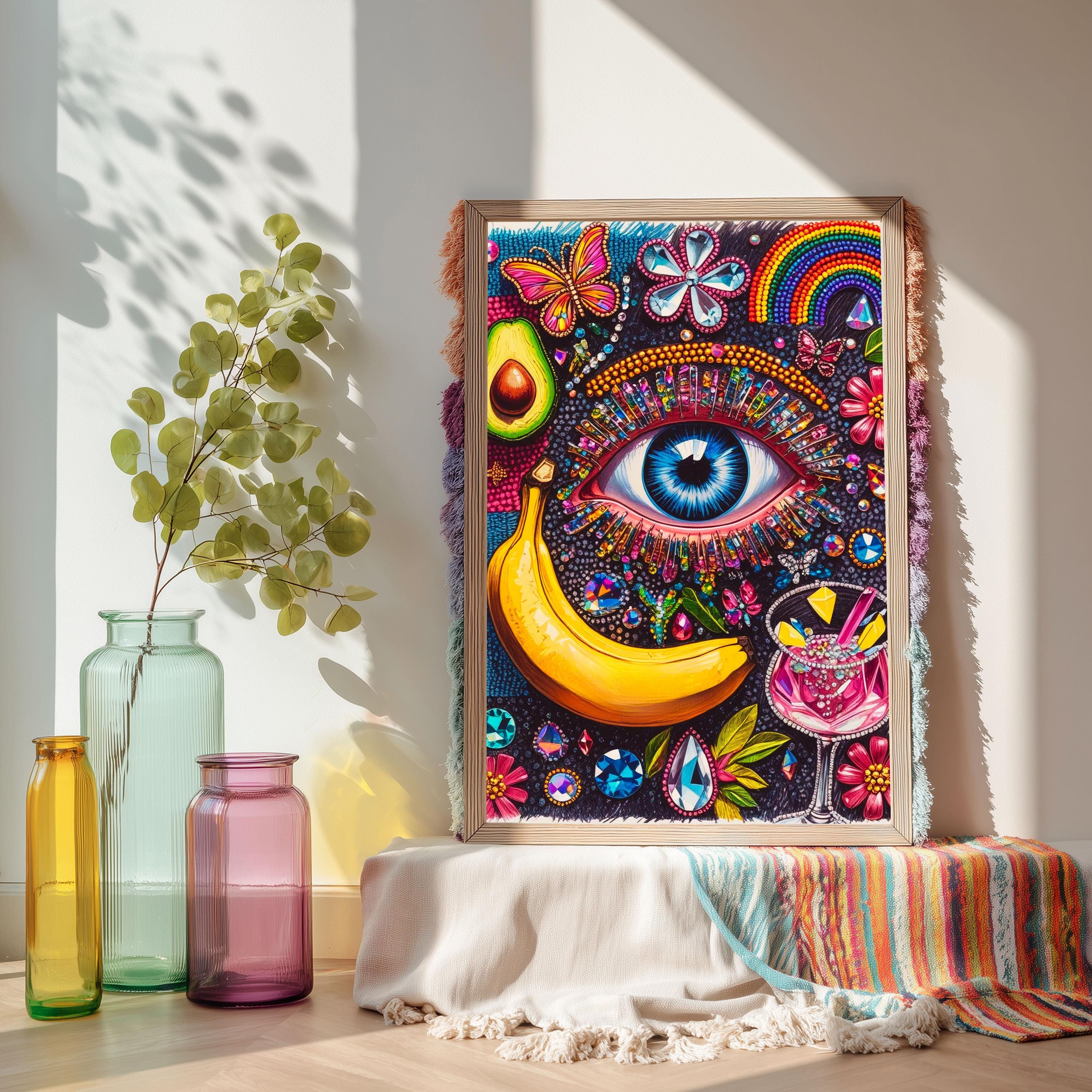 psychedeliceyeポスター　eyeball POSTER 目玉ポスター Psychedelic Eye Wall Art : Colorful Pop Art Print , Jewel